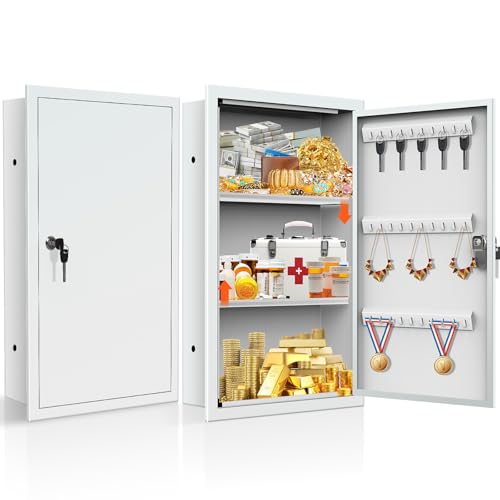 Wall Safe with Removable Shelf and Hooks