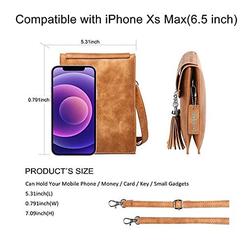 seOSTO 2 packs Womens Small Crossbody Bag, Tassel Cell Phone Purse Holder Wallet4