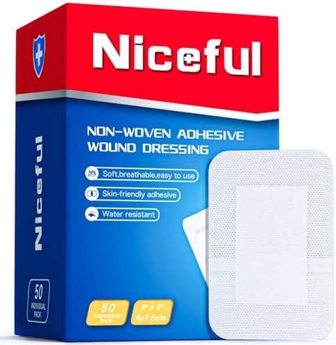 50Pcs Adhesive Gauze Island Dressing 2"x3", Water-Resistant Wound...