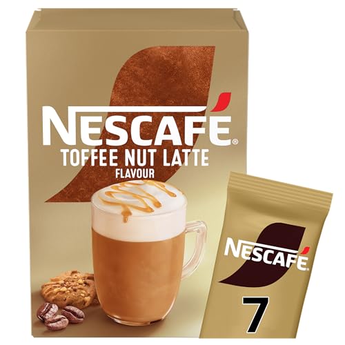 NESCAFÉ Toffee Nut Latte Instant Coffee 7 Sachets, Responsibly Sourced Coffee Pack of 1