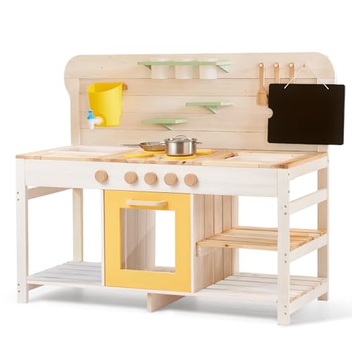 Outdoor-Küche / Matschküche aus Holz für Kinder von 3-8 Jahren (White)