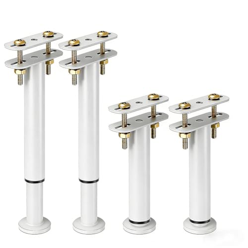 Penbinmall Lot de 4 Pieds de Meubles réglables en Hauteur de 25 à 42 cm - en métal Blanc - pour...