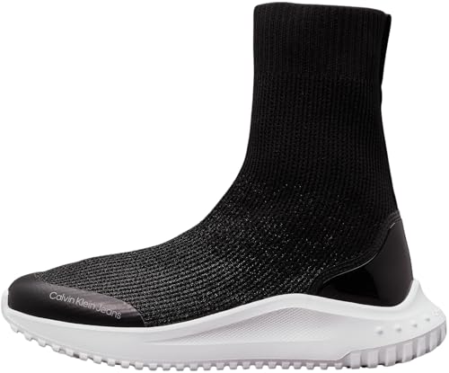 Calvin Klein Jeans Damen Runner Sneaker Eva High Sock Sneaker, Schwarz (Black/Bright White), 39
