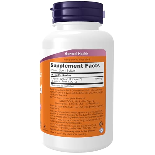 NOW Supplements, Ubiquinol 100 mg, High Bioavailability (the Active Form of CoQ10), 120 Softgels - Image 3