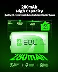 EBL 4 Pack 9V 6F22 Rechargeable Batteries 9 Volts Ni-MH 280mAh Low Self-discharged