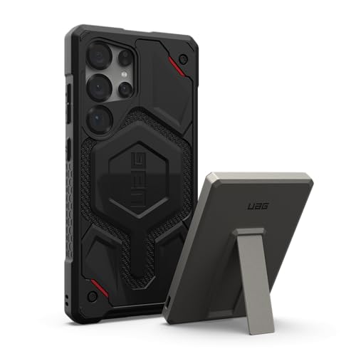 URBAN ARMOR GEAR UAG Designed for Samsung Galaxy S25 Ultra Case Monarch Pro, Compatible with Magnetic Charging Bundle with Slim 5000mAh Power Bank with Stand (Kevlar Black + Titanium)