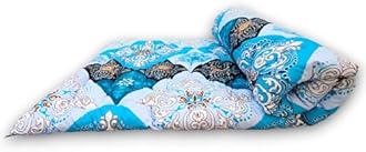 Soft Cotton Mattress Foldable Light Weight Filled Single Firm Mattress| Gadda (3D Design Printed, 1 Sleeping Capacity, 3 x 6 ft or 72 x 36 Inches) (Sky Blue Mattress)