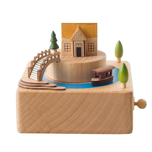 Image of AUGEN Exclusive Music Box Musical Boxes Carousel Children's Boutique Wooden Men and Women Birthday Creative Christmas Valentine's Day Gift Home Decoration (6057-A6)