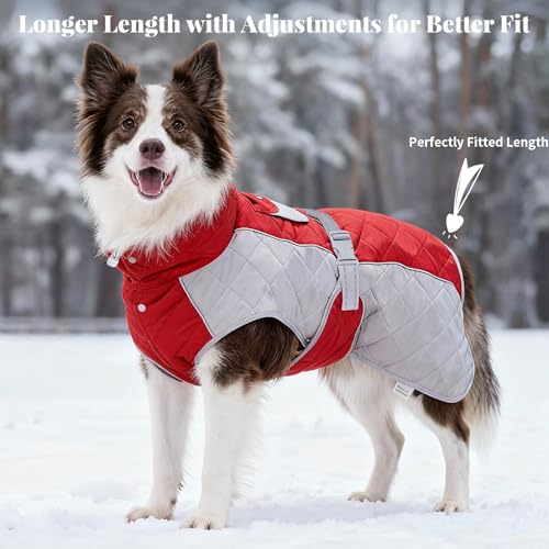 Dog Coat Dogs Jacket Waterproof Reflective Adjustable Dog-Winter Coats for Small/Medium/Large Dogs Dachshund Coat-(Red, Medium) - Image 6