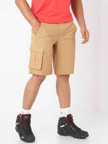 Image of Wildcraft Solid 3-Pocket Cargo Shorts, Comfortable, Regular Fit