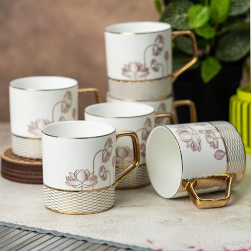 Image of Clay Craft Fine Ceramic Director Coffee Mug Set of 6-215 Ml Each, Mugs for Coffee, Cups Set, Ideal for Gifting, Perfect for Home & Office, Elegant Ceramic Tea Cup Set (E619)