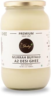 SHAHJI Premium Murrah Buffalo Desi Ghee 1Liter Glass Jar|Made With Bilona Method&Noni Ghee From Grass-Fed Milk|Enhance Your Bone Health&Digestion With Lab-Tested|Maa Ke Hath Ka Ghee|Serving Since 1957