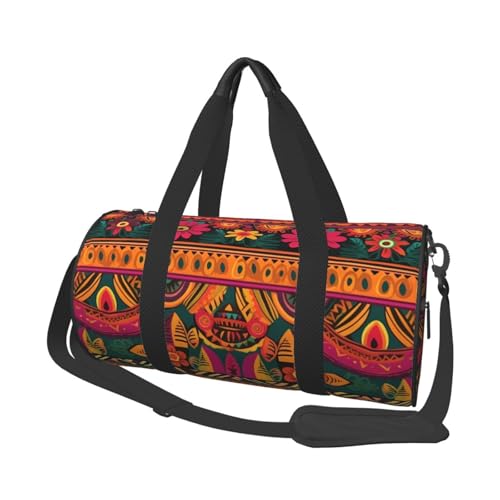 Mexican Folk Art Boho Duffle Bag for Men Women - Carry on Overnight Bag Travel Duffel Tote Bags Yoga Gym Bags Waterproof Weekender Bag Large Luggage Bag with Adjustable Strap