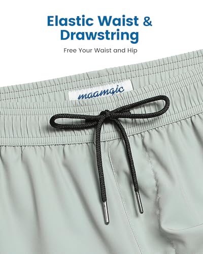 Image of maamgic 5inch Mens Swimming Trunks with Compression Liner 2-in-1 Swim Trunks Stretch Quick Dry Swim Shorts Zipper Pockets