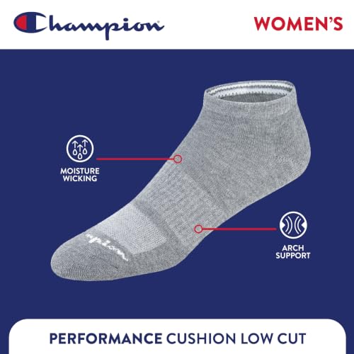 Image of Champion Women's Low Cut Breathable Moisture-Wicking Athletic Socks, 6-Pack