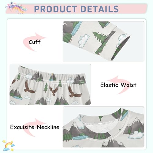 Pajama Sets Long Sleeve Mountain Scene Eagles Soft Comfy Sleepwear 2 Piece PJS 3-8T4