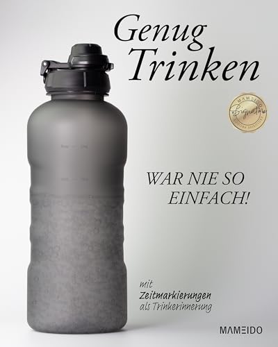 MAMEIDO Trinkflasche mit Strohhalm 2 l (Carbon Grey) – Ansicht 2