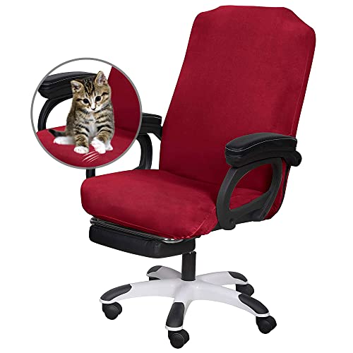 Image of SARAFLORA Office Chair Cover- Large, Burgundy- Removable Computer Chair Cover for Office Chair with Zipper for Universal Rotating Chair Desk Chair Cover High Back Chair Seat Washable Protector for Pet