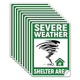 WADORN 10Pcs Severe Weather Shelter Area Sign Sticker, PVC Green Waterproof Self Adhesive Vinyl Safety Sign Severe Weather Shelter Area Decal Labels for Home Company Area Outdoor, 7.1x5.1 Inch