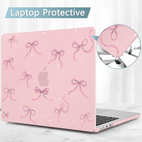 May Chen Case for MacBook Air 13/13.6 inch M5 A3449 M4 A3240 M3 A3113 M2 A2681, 2026 2025 2024-2022, Plastic Hard Shell with Keyboard Cover & Screec Protector, Chalk Pink Bow by May Chen - Image 5