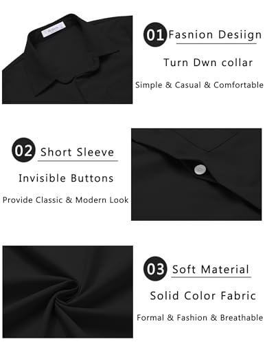 Image of Arshiner Boys Short Sleeve Dress Shirts Solid Button Down Shirts
