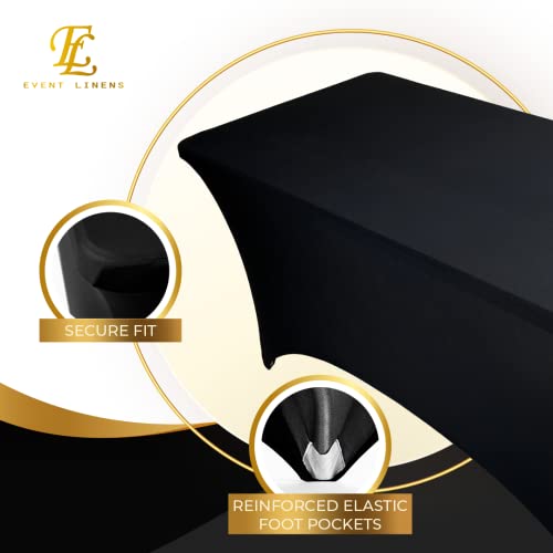 Black 6Ft Tablecloth Rectangular Spandex Linen - Table Cloth Fitted Cover For 6 Foot Folding Table, Wedding Linens Banquet Cloths Rectangle Covers #TOP2