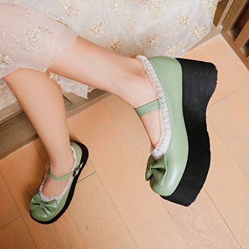 KOKOMOMO Womens Cute Goth Shoes Bow Platform Mary Janes Gothic Wedge Shoes4