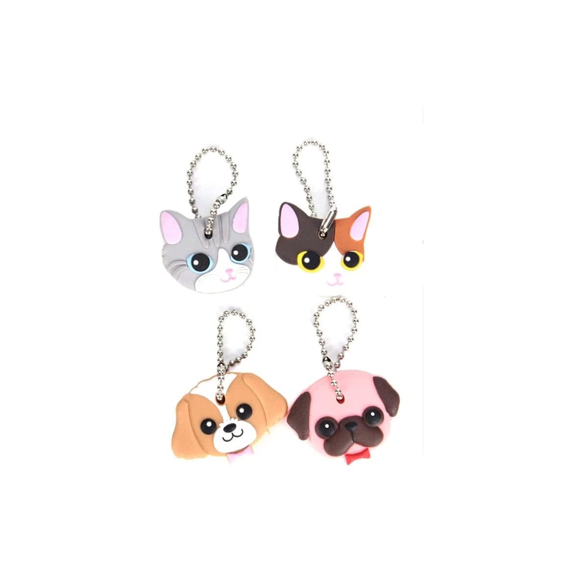 4 Tappi Per Chiavi In Silicone A Forma Di Gatto E Cane - Coprichiave Colorati Per Identificazione Facile