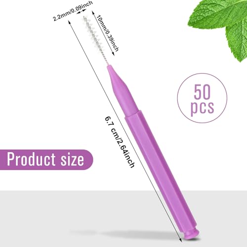 Image of Patelai 50 Pcs Interdental Brushes Braces,Purple