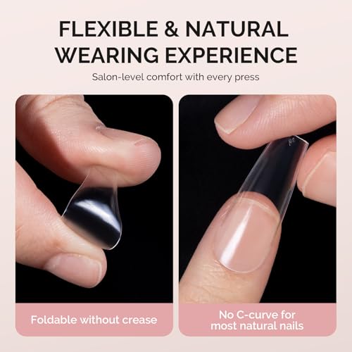 Image of MelodySusie Extra Long Square X Nail Tips - 288Pcs 12 Sizes Clear Acrylic, Half Cover Press on Nails for DIY Extension & Salon Use, Pre-Shaped for Long-Lasting Manicure