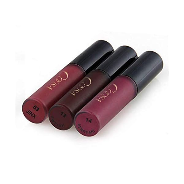 COOSA 3PCS of 3 Colors Madly MATTE Lipstick Non-stick Cup Waterproof Lipgloss-Set A