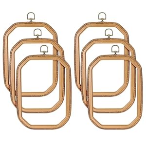 Cross Stitch Hoops Set, 6 Pcs 10 x 7 inch Embroidery Hoop Frame Set, Resin Decorative Embroidery Hoop, Imitated Wood Decorative for DIY Art Sewing and Hanging Ornaments