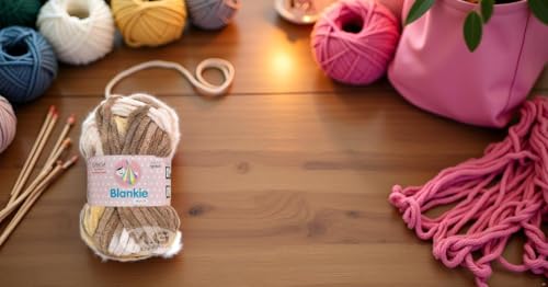 Image of GANGA Knitting Yarn Thick Chunky Wool, Blankie Mustard Mix 600 GMS Best Used with Knitting Needles-QE Art-AAFJ