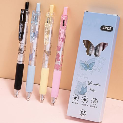 Bolígrafos retráctiles gel 0.5mm negro pack 4 mariposa miniatura 6
