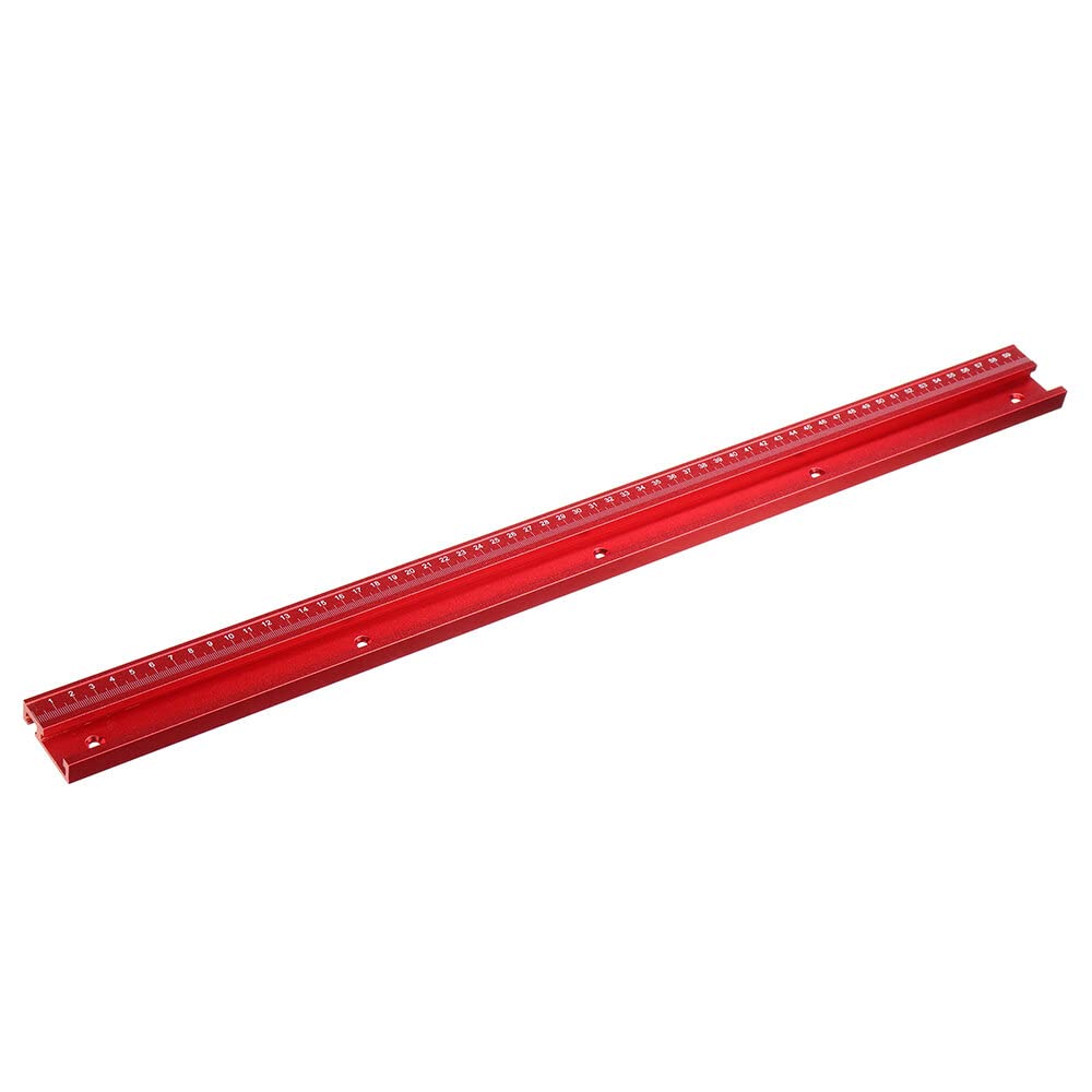 VIDOO Czerwona Szyna T-Track Typ 45 Stop Aluminium Skala Stolarska T-Slot dla Piły Stołowej i Routera-1220mm
