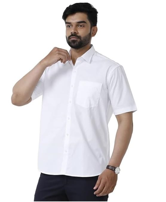 Image of Men's Khadie Cotton Half Sleeves Plain Solid Casual Shirt