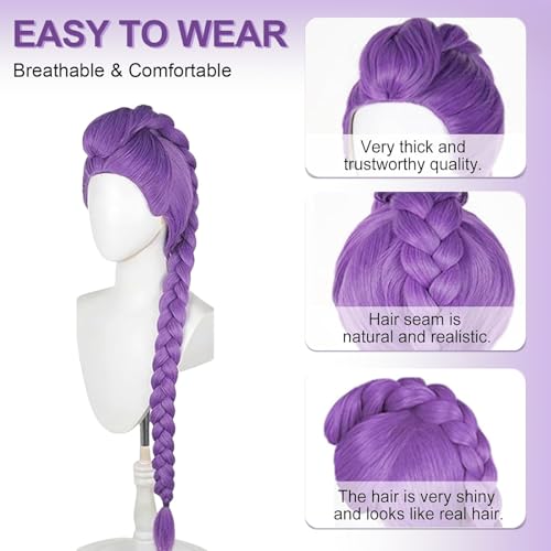39" Purple Cosplay Wig,Kp Singers Rumi Long and Thick Braid Wigs,Anime Demon Halloween Costume Hair for Girl Women Adults3
