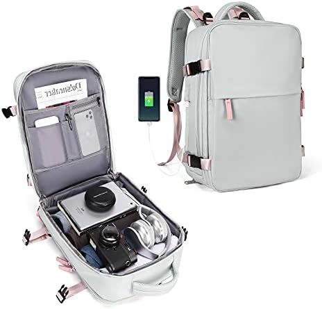 Large Travel Backpack Women, Carry On Backpack,Hiking Backpack Waterproof Outdoor Sports Rucksack Casual Daypack School Bag Fit 14 Inch Laptop with USB Charging Port Shoes Compartment