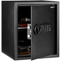 Caja Fuerte Biometrica Amazon Basics Electrónico Caja fuerte de Acero al carbono para casa, 43 l, 35 cm W x 33 cm D x 41.9 cm H, Negro