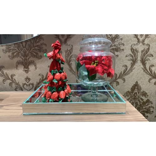 Bandeja De Vidro Retangular Espelhada Grande Para Decoração Cantinho do Café Bebidas 30x20CM