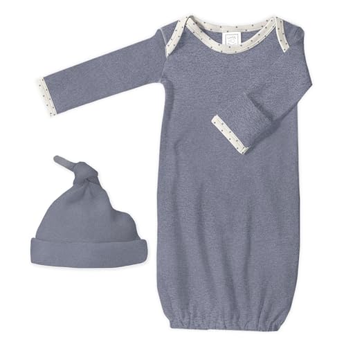 Image of SwaddleDesigns Softest Cotton Baby Pajama Gown with Foldover Mitten Cuffs for Infant Boy and Girl, Newborn, 0-3 Months
