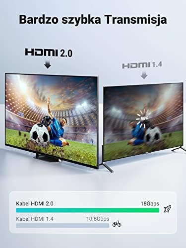 UGREEN Kabel HDMI 4K, 18Gbps HDR UHD ARC Kompatybilny z laptopem PC TV Box Odtwarzacz Blu-ray DVD PS4 Xbox (1M)