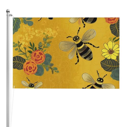 Drapeau de bienvenue abeilles 1,2x1,8 m pavillon double face durable