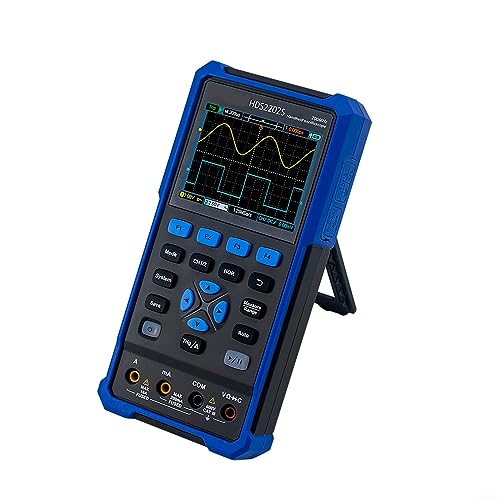 HDS2202S Oscilloscope portable 3 en 1, bande passante 200 MHz avec écran LCD 3,5 pouces, multimètre numérique 20 000 points, oscilloscope numérique 2 canaux, générateur 1 canal