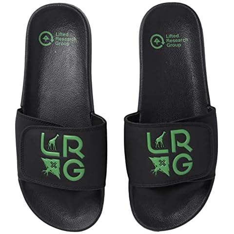 LRG Men's Logo Slides Sandal Shoes, Black Stacked, 7 Cover