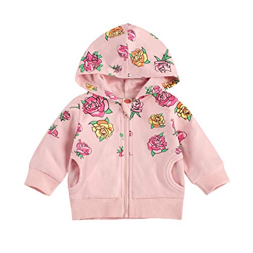 Toddler Baby Girl Boy Hoodie Sweatshirt Letter Pullover Zipper Long Sleeve Tops Fall Winter Clothes (Rose Pink, 6-9 Months)
