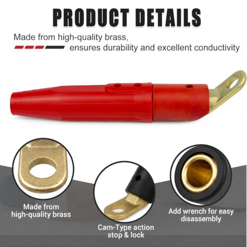Image of CT-40FA Welding Terminals & LC-40 Male Cable Connectors 2Set, Red & Black | Welding Leads Quick Connector and Terminal for Welding Machine Accessories, 1 /0 and 2 /0(50-70mm) Cable Size Capacity