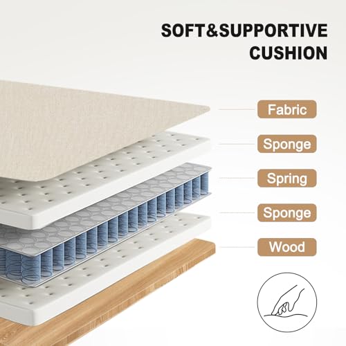 Image of Multifunctional Storage Ottoman with Flip-Top Table, Upholstered Footrest with Storage Space, Stylish Coffee Table with Solid Wood Legs for Living Room, Beige