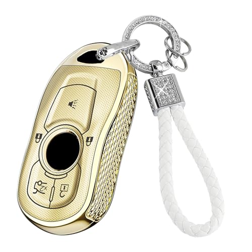 Coque de clé intelligente Buick Encore 2017-2020 protection télécommande 4 boutons dorée