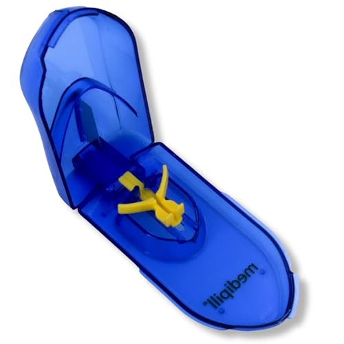 MEDIPILL - Corte comprimido | Corte preciso de medicamentos pequeños y grandes | Regalge extraíble | Plástico Sin BPA | Una pieza | Azul | MED-CPL-B